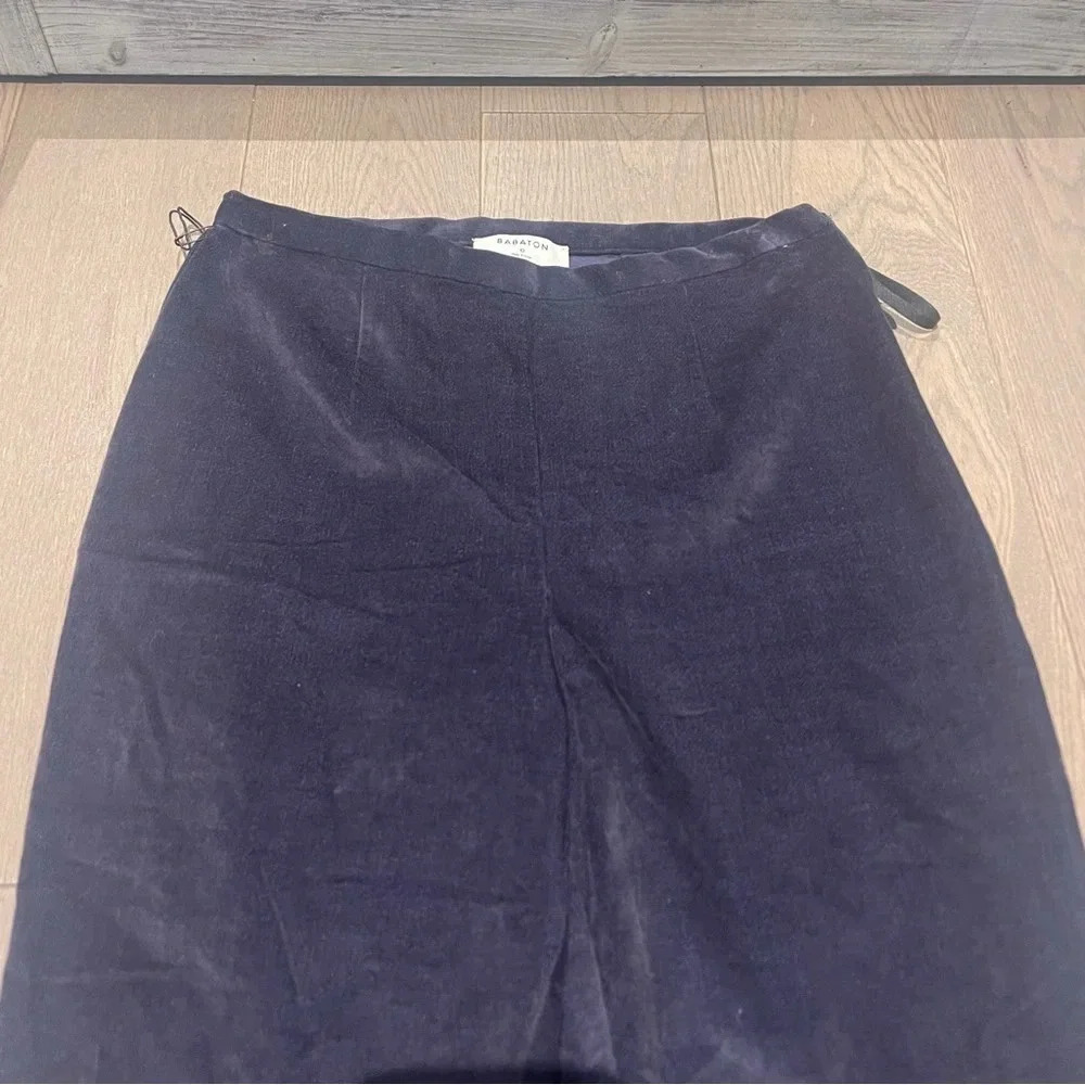 Aritzia Babaton Nigel Velvet High Waist Pants Navy Straight Leg Women’s Dress - Picture 4 of 10